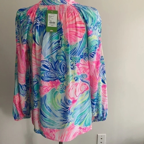 •Lilly Pulitzer• Beach Please Elsa Silk Blouse NWT - Picture 7 of 8